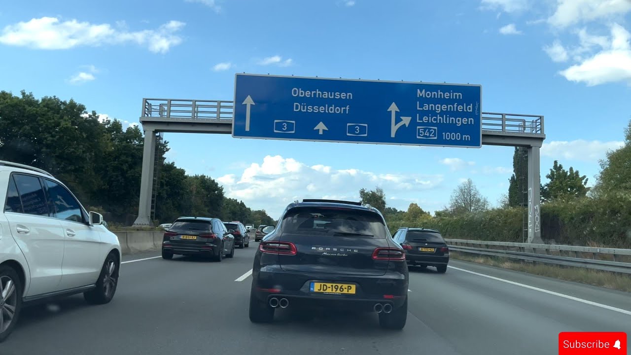 4k Relaxed Driving on the Autobahn A3 in Germany from Dusseldorf to Oberhausen
