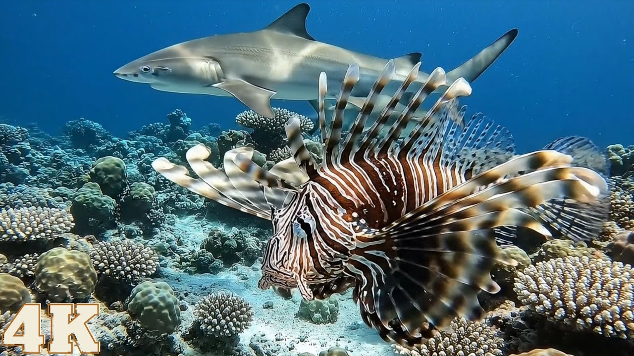 Giant Sharks, Lionfish, Ocean, AI Video