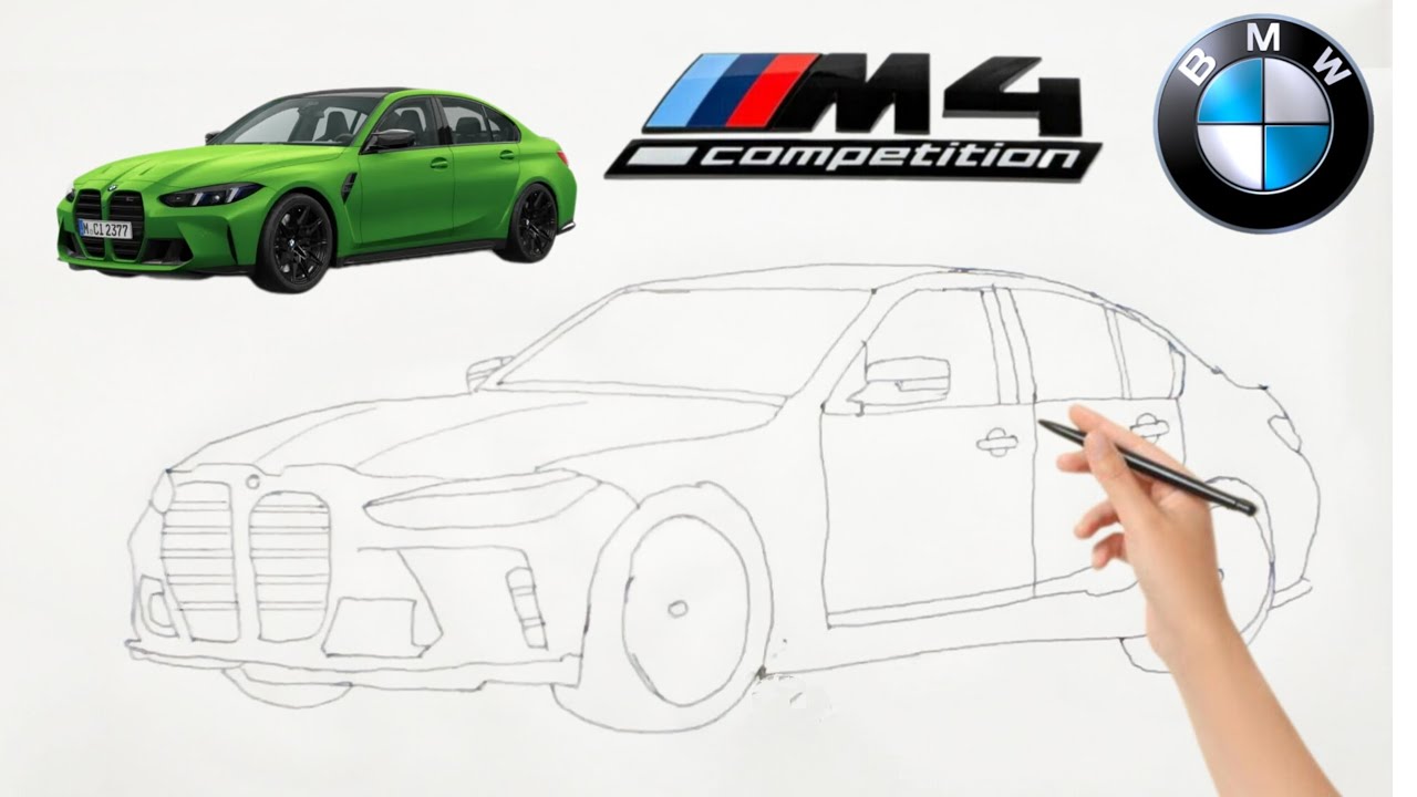 BMW M4 competition drawing easy tutorial 🔥