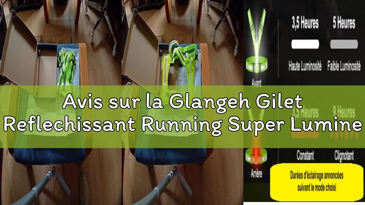 Avis sur la Glangeh Gilet Reflechissant Running Super Lumineux, Lampe Running Pectorale 360°Visible,
