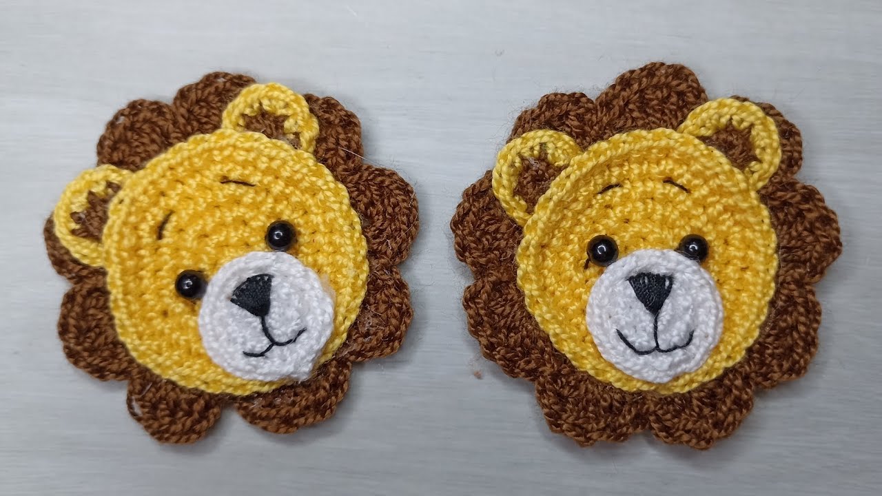 Aplique de león a crochet paso a paso