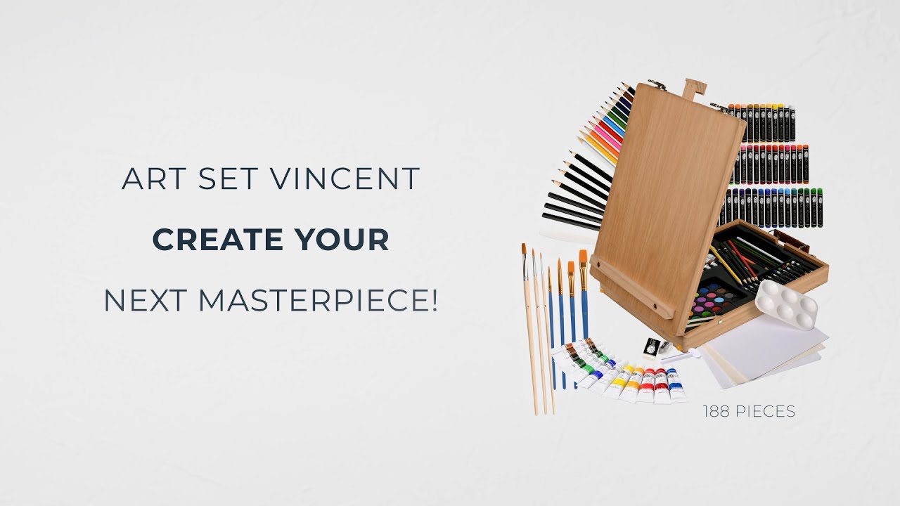 ARTINA XXL Painting Set 188pcs - Vincent - Art Set with Easel & Professional Art Supplies