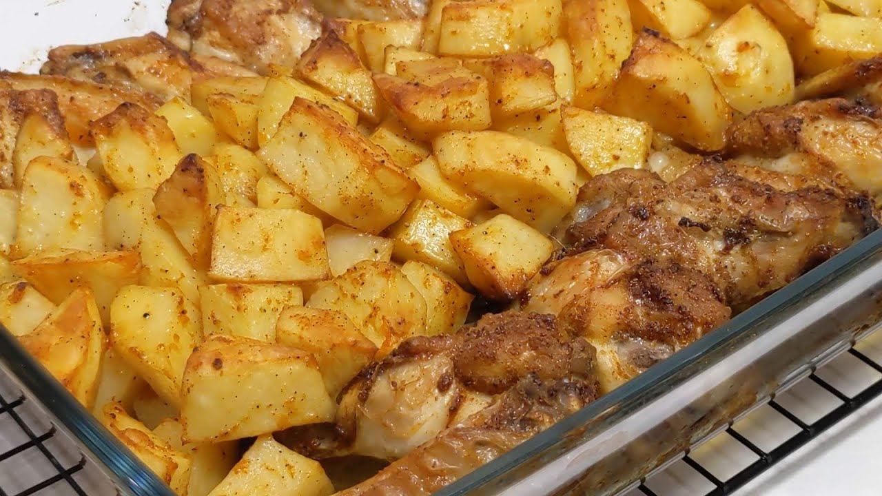 ✅Alitas de pollo con patatas al horno. Receta fácil y muy rica