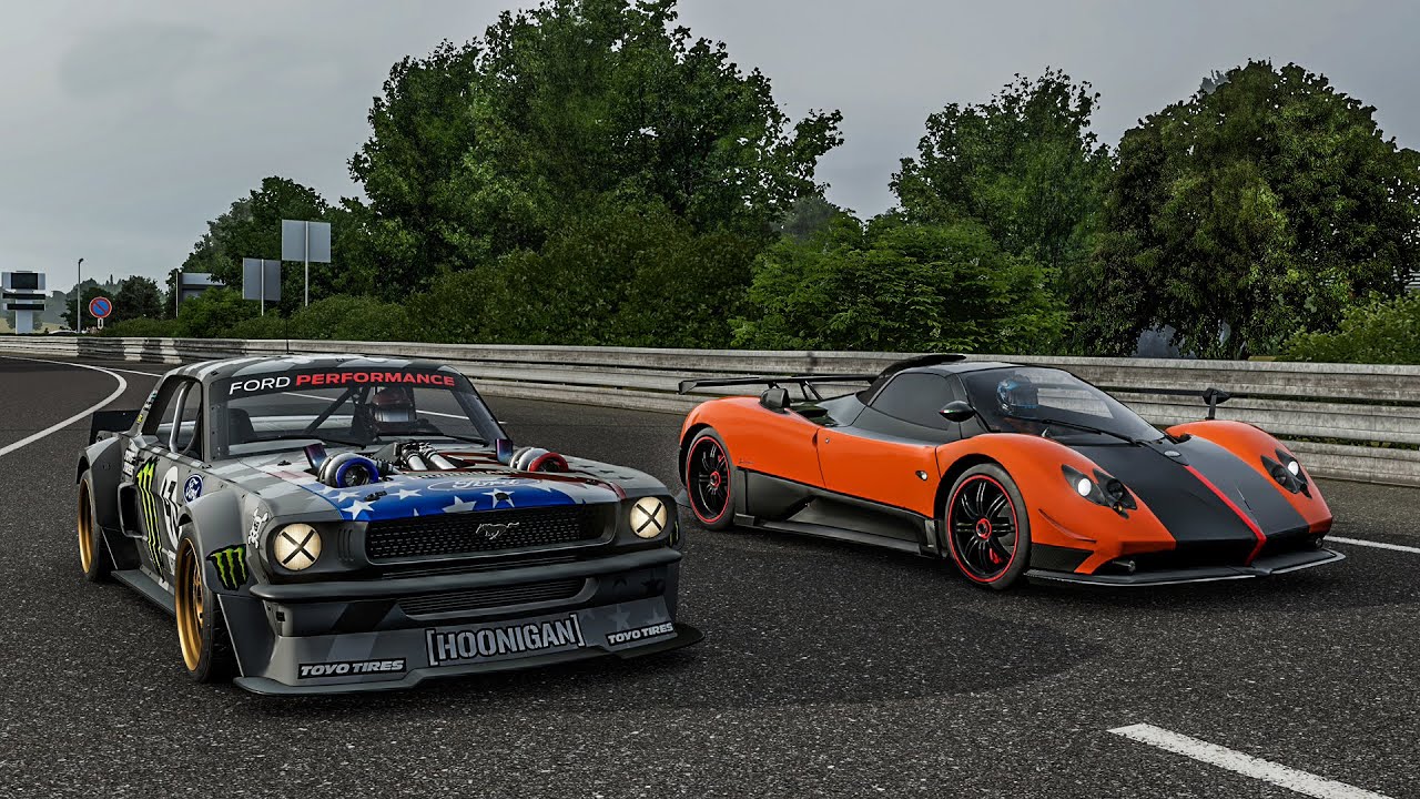 Forza 7 Drag race: Ford Hoonicorn Mustang vs Pagani Zonda Cinque TT (1100 hp)