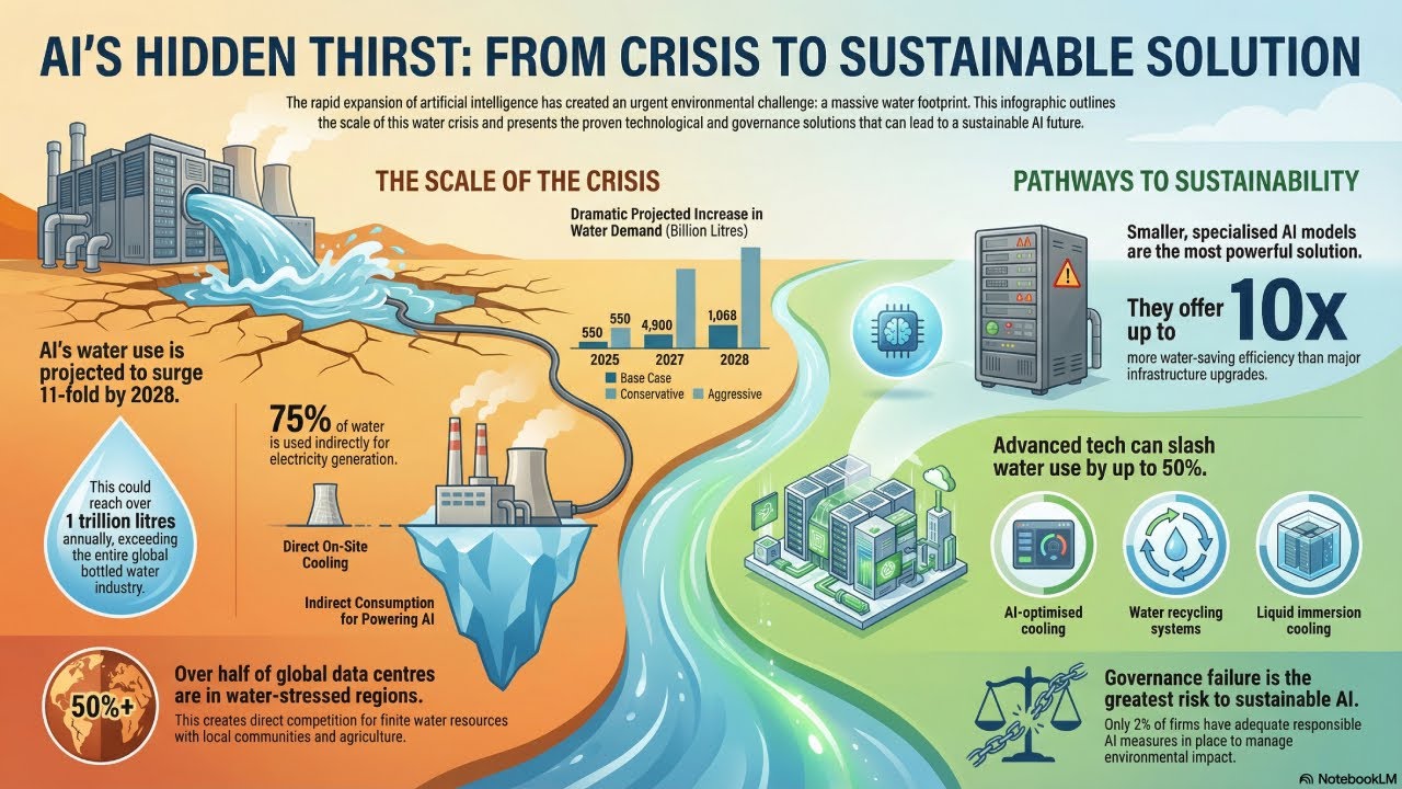 (Podcast) AI's Secret Water Addiction: Data Centers Drinking Trillions of Liters by 2028 [Hindi]