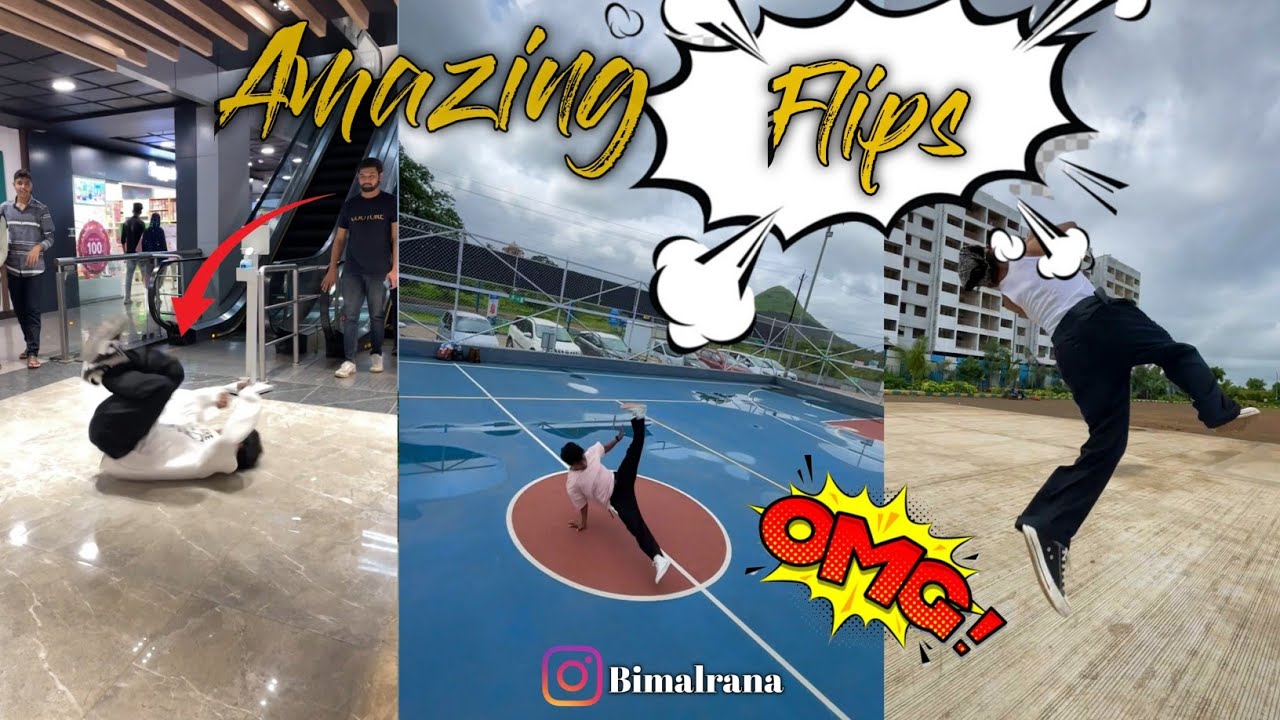 flips in public places stunts  😍🤯 |  Bimal rana