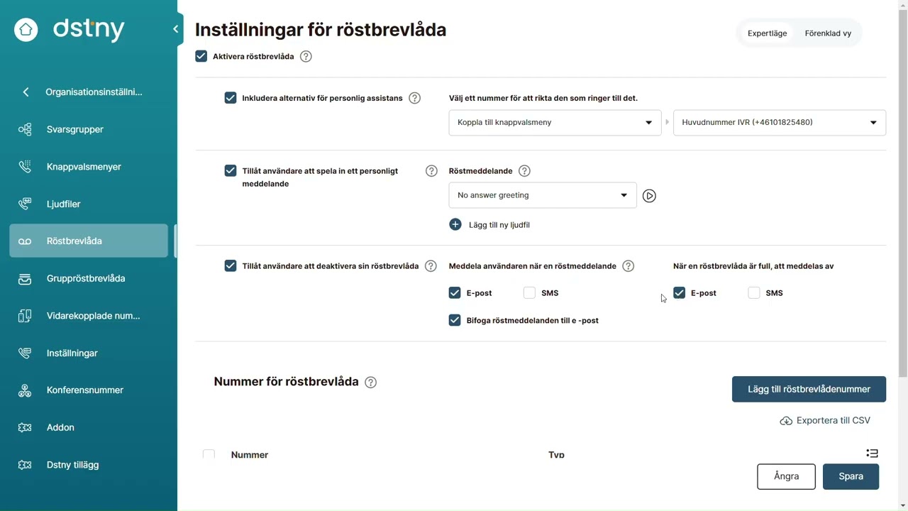 Hur fungerar röstbrevlådor i Dstny MyAdmin? | Guide till personlig och gruppinkorg