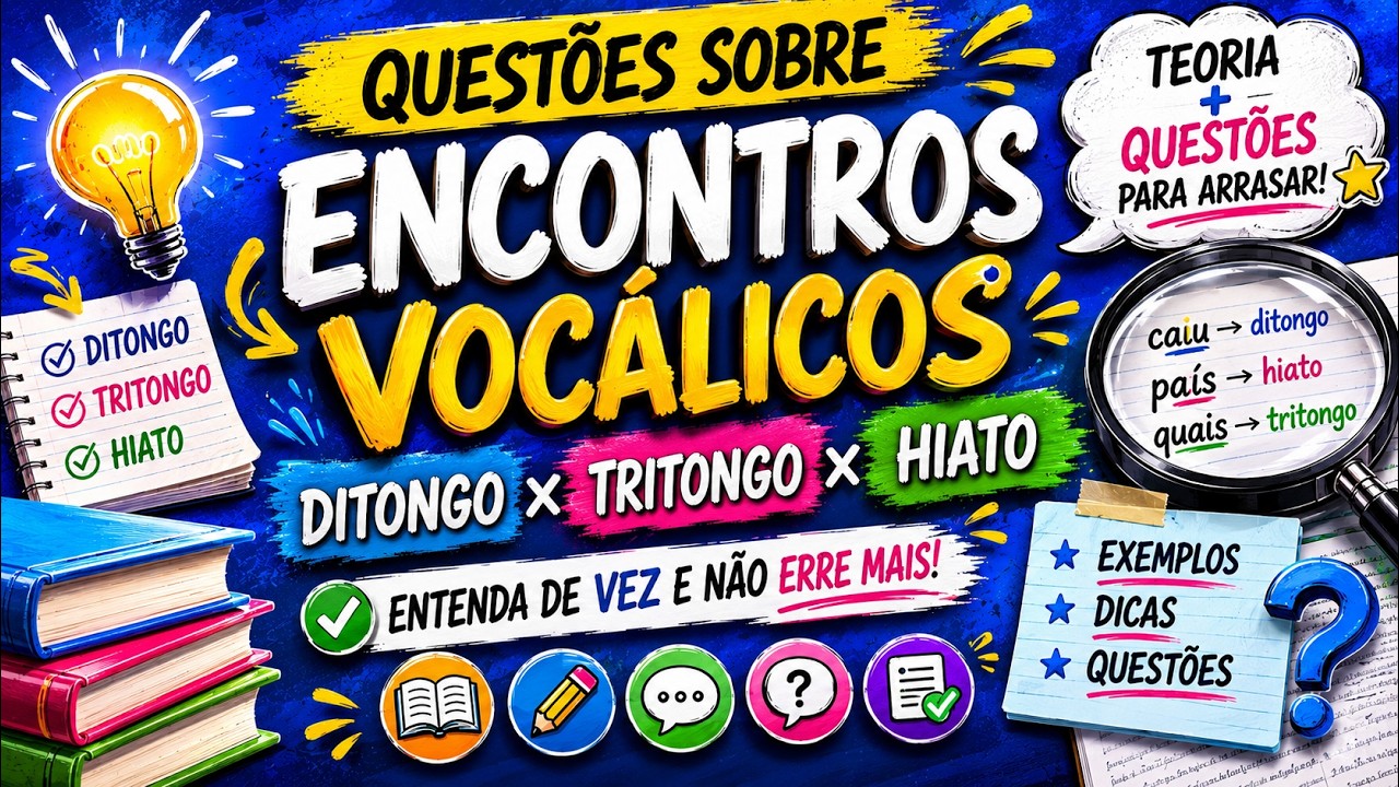 ✅Questões de Encontros Vocálicos – Ditongo, Tritongo e Hiato - Profª Aline