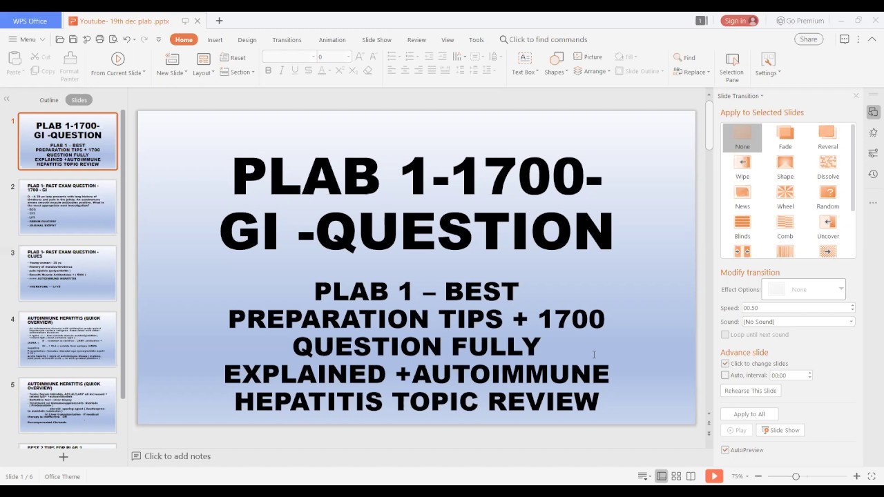 PLAB1 1700- PAST PLAB QUESTIONS PLAB 1 PREPARATION TIPS-AUTOIMMUNE HEPATITIS TOPIC REVIEW