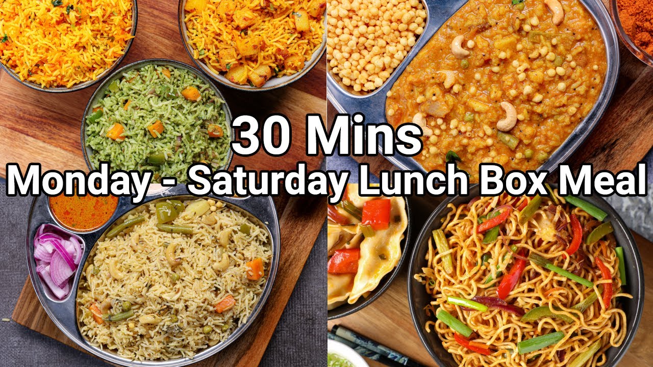 Monday 2 Saturday Lunch Box Meal Recipes in 30 Mins | Quick & Easy One Pot Meal for Lunch Boxes