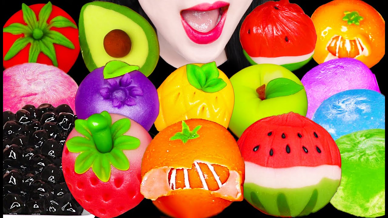 ASMR Fruit Mochi Wagashi 과일 화과자 모찌 먹방 Mukbang, Eating
