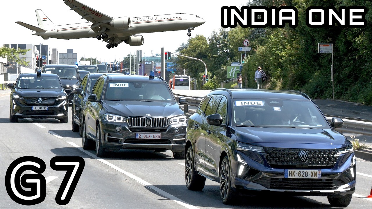 Prime Minister Narendra Modi lands in Geneva with India 1 | Police escort his entourage by motorcade