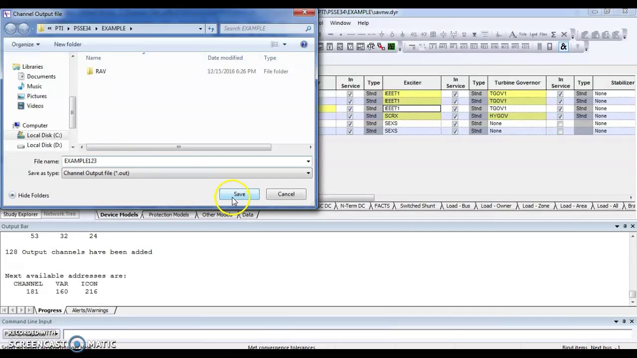 Dynamic Simulation in PSSE