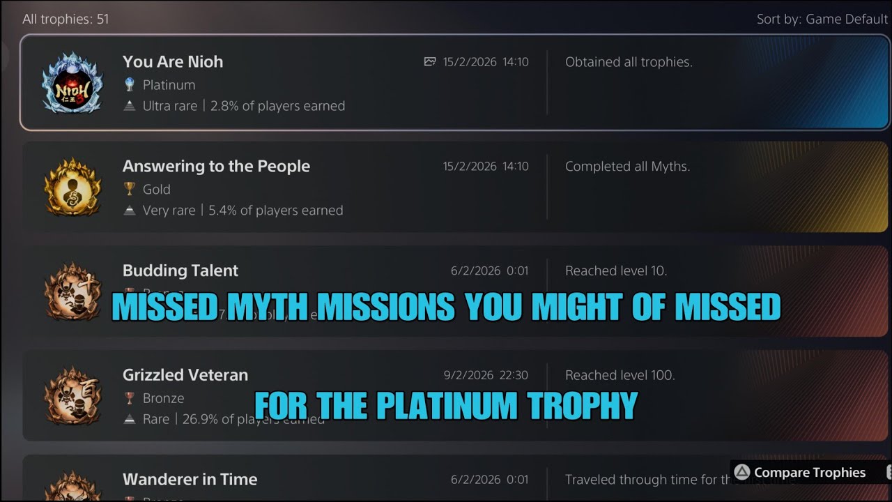 NIOH 3 THE 2 MYTH MISSIONS YOU COULD EASY MISS FOR PLATINUM TROPHY