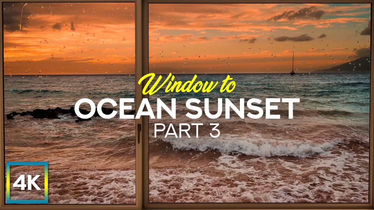 Virtual Window View of the Pacific Ocean - 4K Colorful Sunset over the Crashing Waves - Part 3