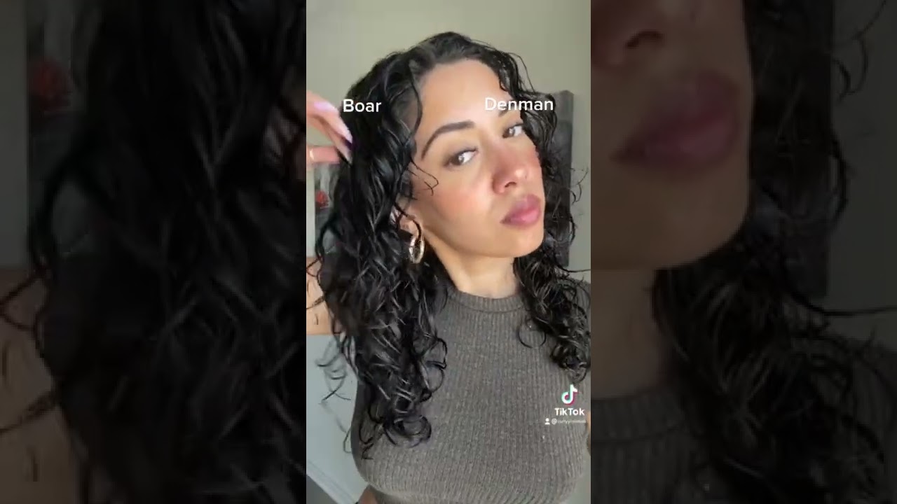 Boar bristle vs. Denman 9 row #curlyhairtutorial #brushes #curlyhairjourney