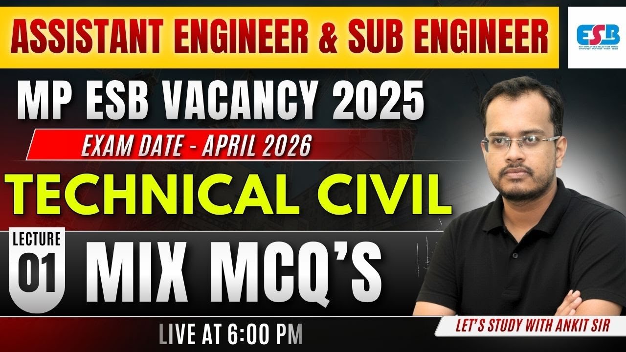 MP ESB Sub Engineer 2025 | Technical Civil MCQs Marathon | Exam April 2026
