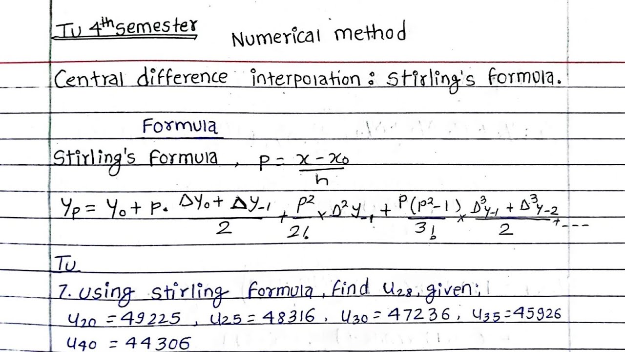 Central Difference Interpolation: Stirling's Formula | Prashant YT | BE Civil | Numerical Method |