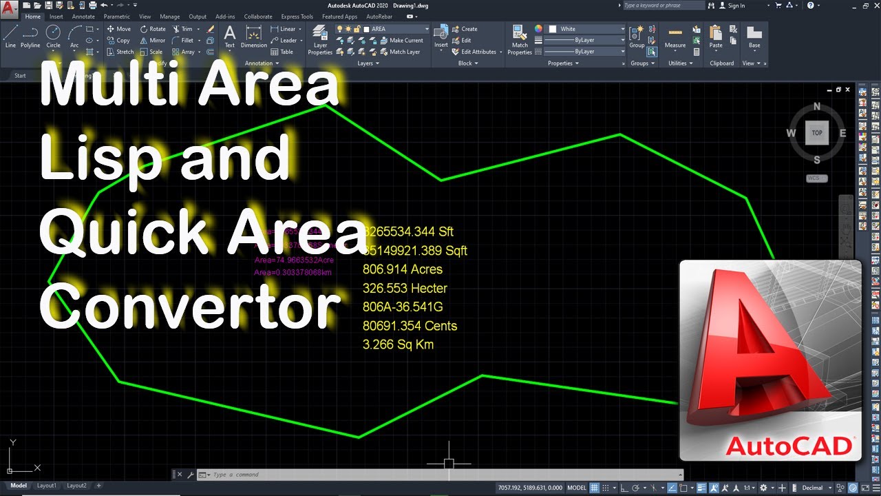 AutoCAD multi Area Lisp comparison to the Quick Calculator area convertor
