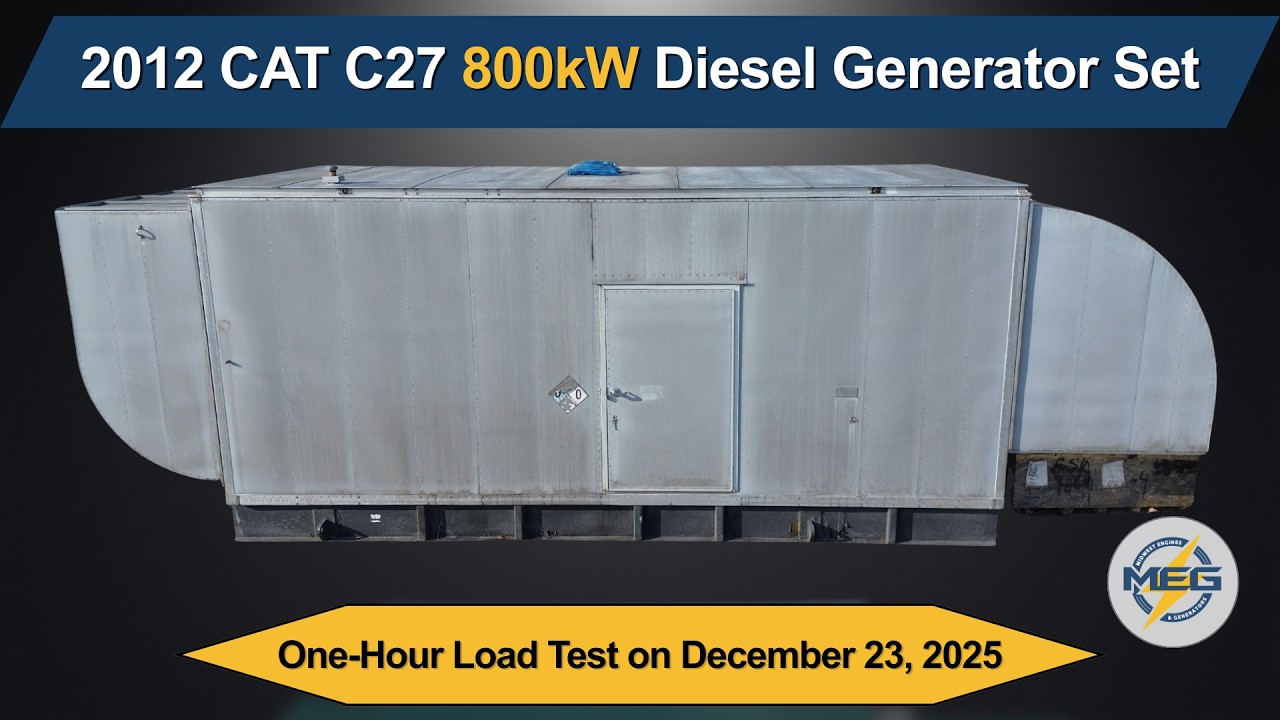 2012 CAT C27 800kW Generator | 1-Hour Load Bank Test | Performance Verified