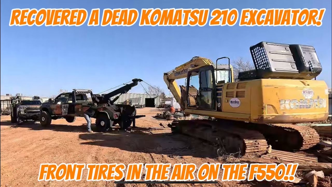 WE RECOVERED A DEAD KOMATSU PC210 EXCAVATOR! 55K POUND MACHINE WITH MY F550! #heavyrescue #yankum