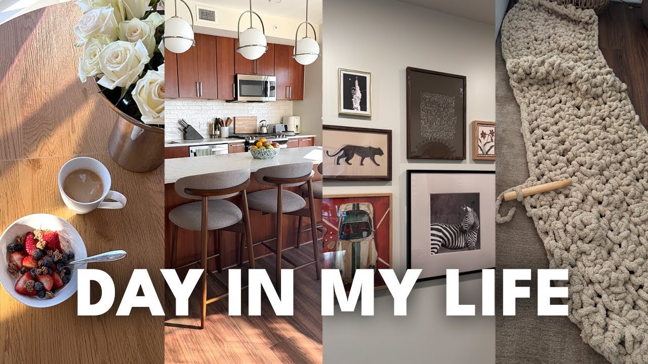 home updates, new counterstools, wall art gallery, cozy hobbies, crocheting a blanket