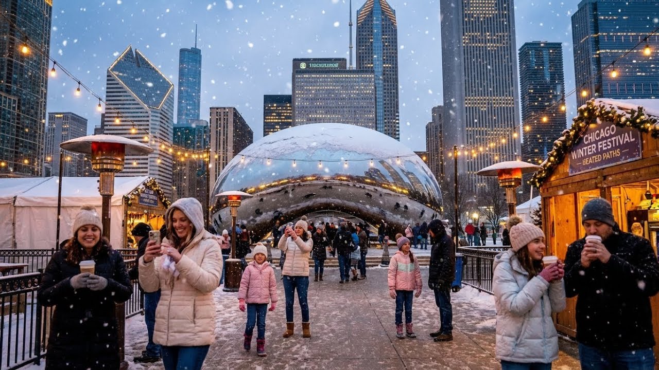 Chicago 2045 | AI Winter City Transformation | 4K Future Tour