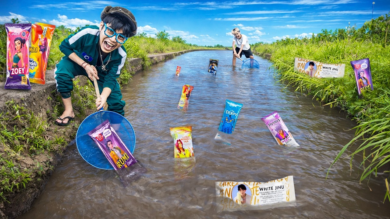 Kita Berburu ES KRIM RUMI K-POP JUMBO Langka di Saluran Pengairan!!! Bocil Nangis Kena TlPU!!!