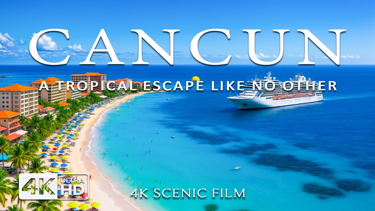 [4K] Canc&uacute;n Paradise 2025 🌊 Stunning Caribbean Beaches & Scenic Views  Azure Escape 4K