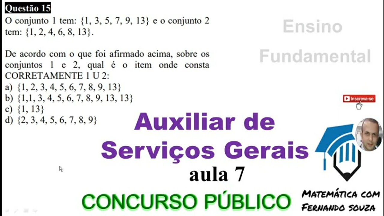 Auxiliar de Serviços Gerais - aula 6 - Questões de Concurso Público.