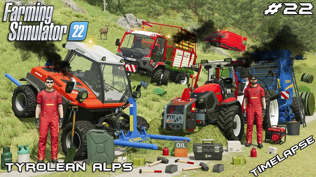 СБОРКА ТРАВЫ НА ДОРОГЕ, ПОТОМУ ЧТО ЛУГ КРУТОЙ | Тирольские Альпы | Farming Simulator 22 | Эпизод 22