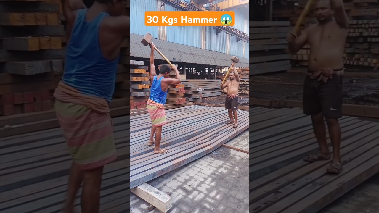 Industrial Strength: 30 Kg Hammer Steel Breaking #rollingmill #steelmill #factorywork#factory #steel