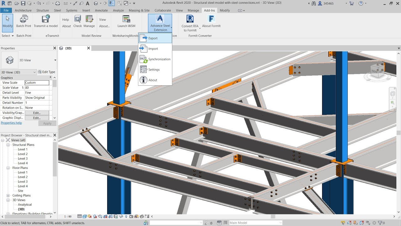 Advance Steel Extension for Revit 2020