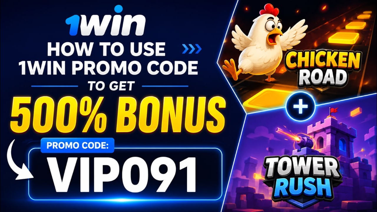 How to use 1win promo code to get a 500% bonus when playing Chicken Road game and Tower Rush game!