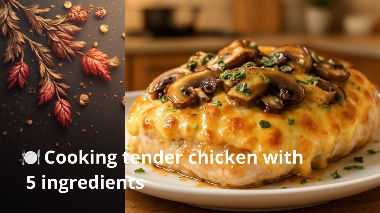 🍽️ Baked Chicken Fillet with Mushrooms and Cheese on a Baking Tray!
