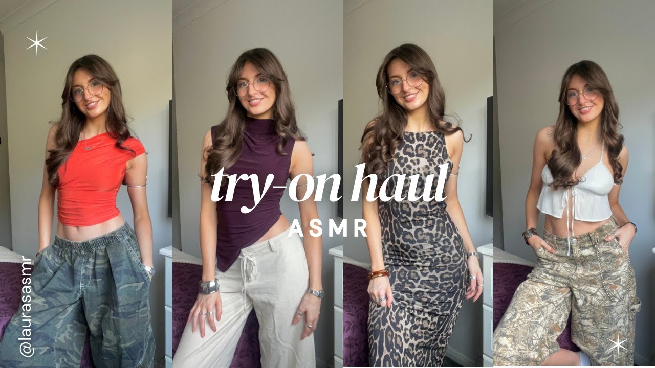 ASMR Try-on haul and clothing ramble! (Fabric scratching, tag tapping, textured sounds)
