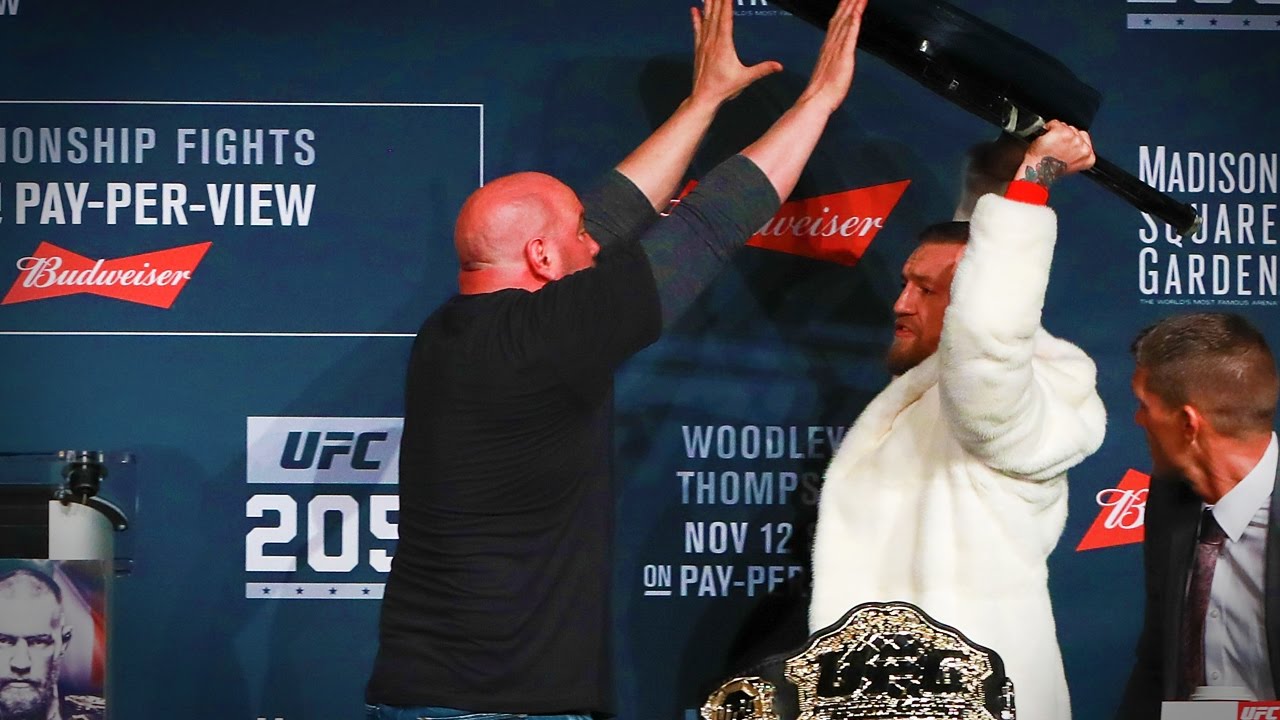 UFC 205: Conor McGregor Attempts to Throw Chair At Eddie Alvarez during Press Conference!
