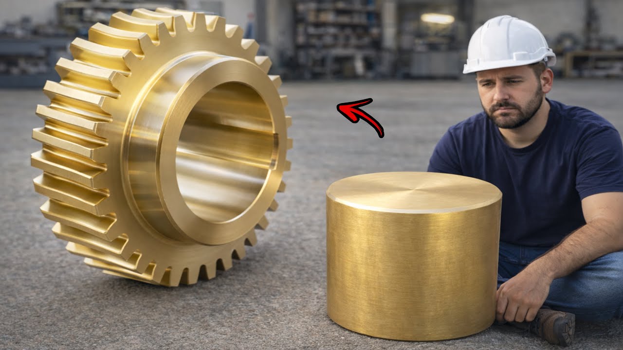 Heavy Brass Gear Manufacturing Process | Full Lathe Machining Power