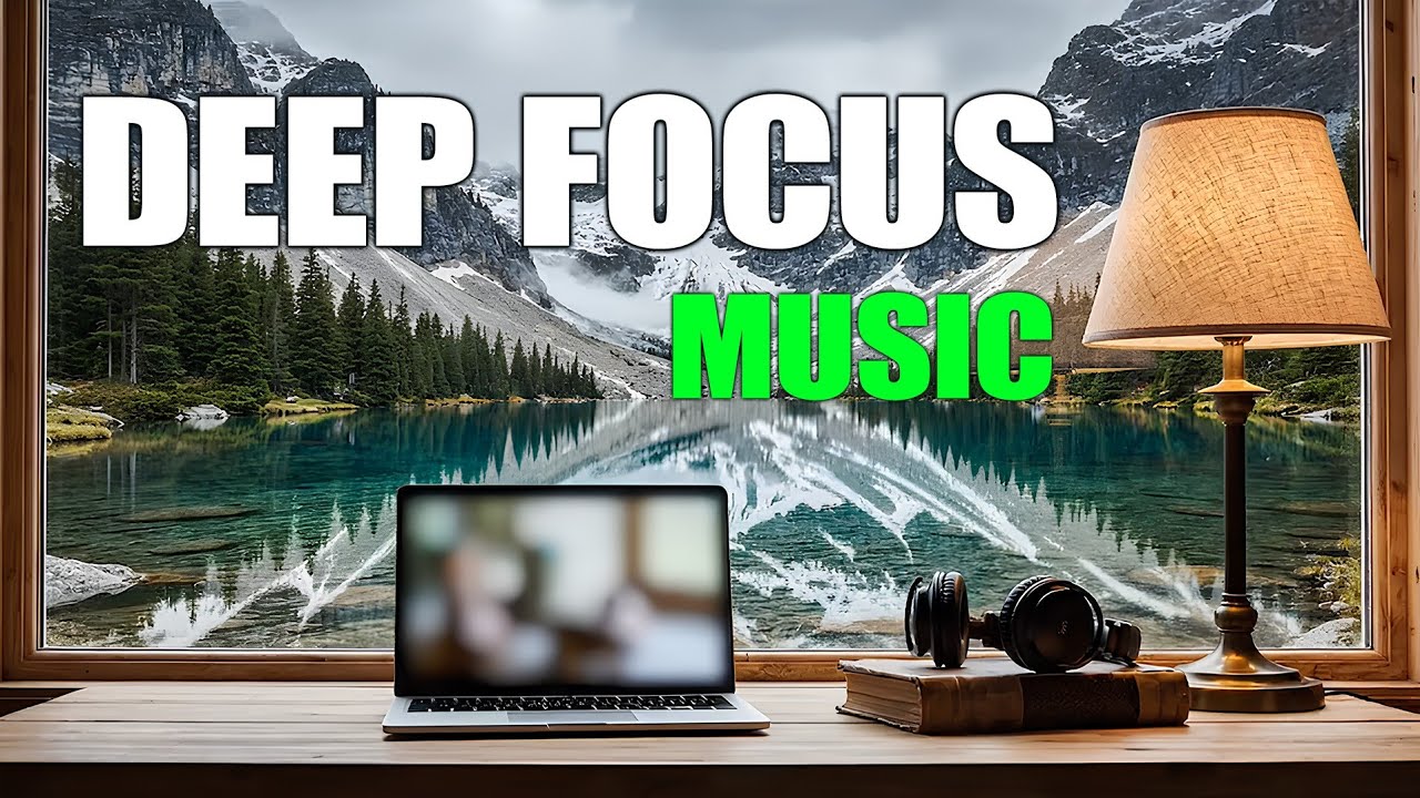 Warm Cozy Office: Relaxing Focus Music & Snowy Mountain View