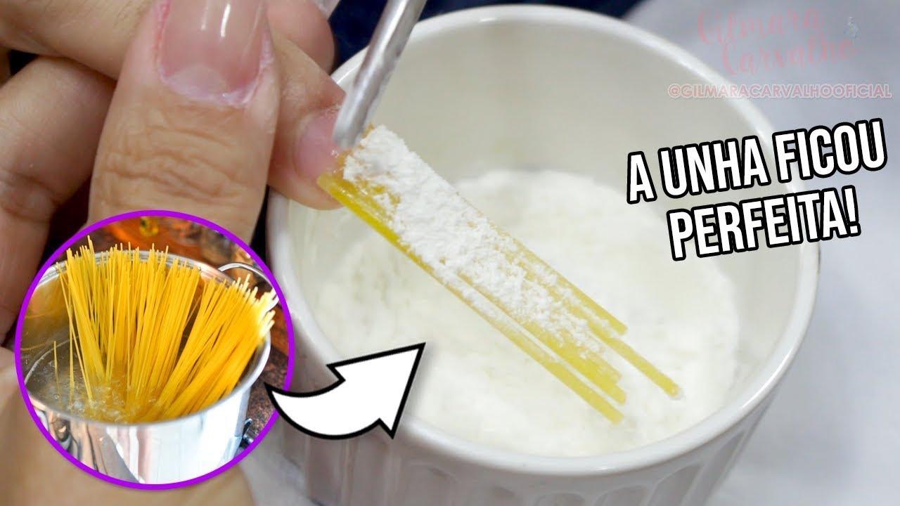 UNHA POSTIÇA DE MACARRÃO- ALONGAMENTO DE UNHA CASEIRO