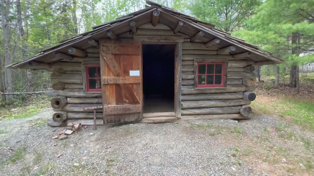 Settlers cabin tour at the Maine Forest and Logging Museum #logcabins