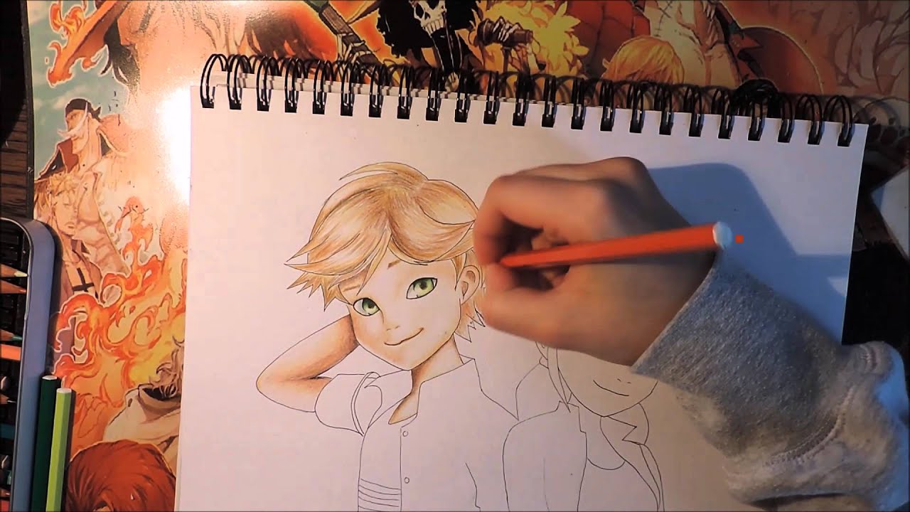 Miraculous ladybug-- Adrien x Marinette speed color Drawing