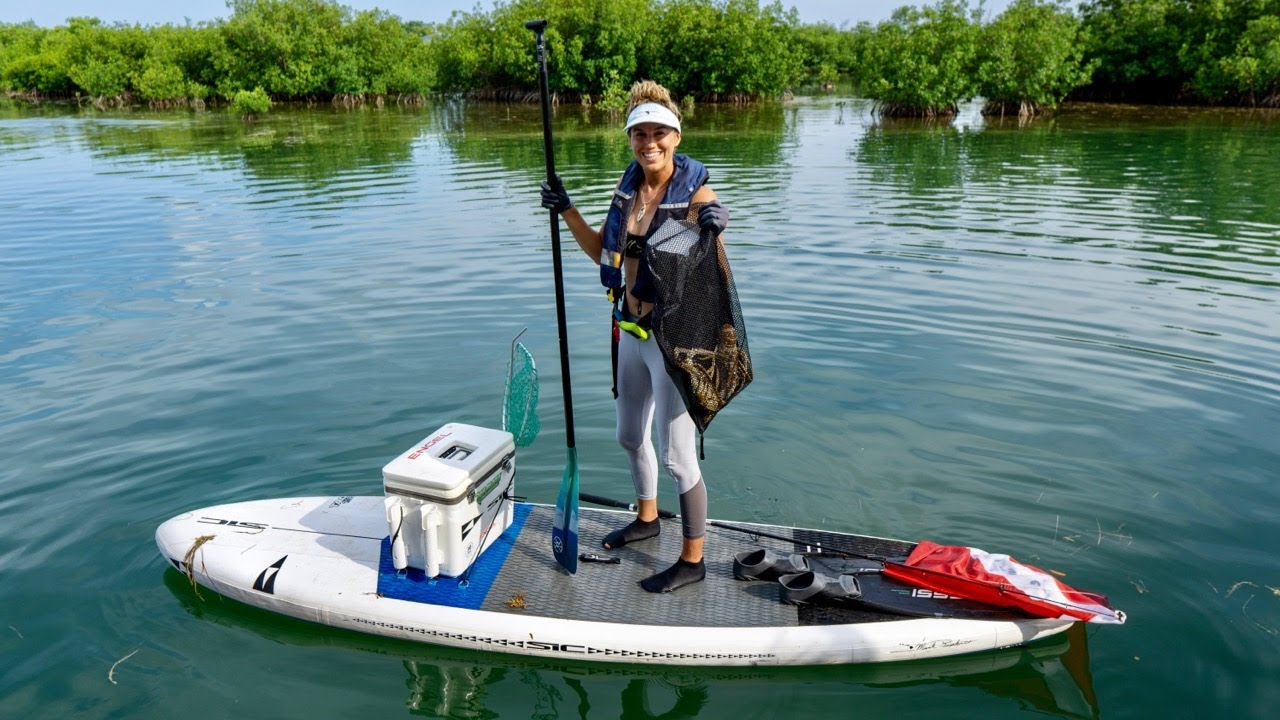 Inflatable Paddle Board Lobstering in Summerland Key Florida