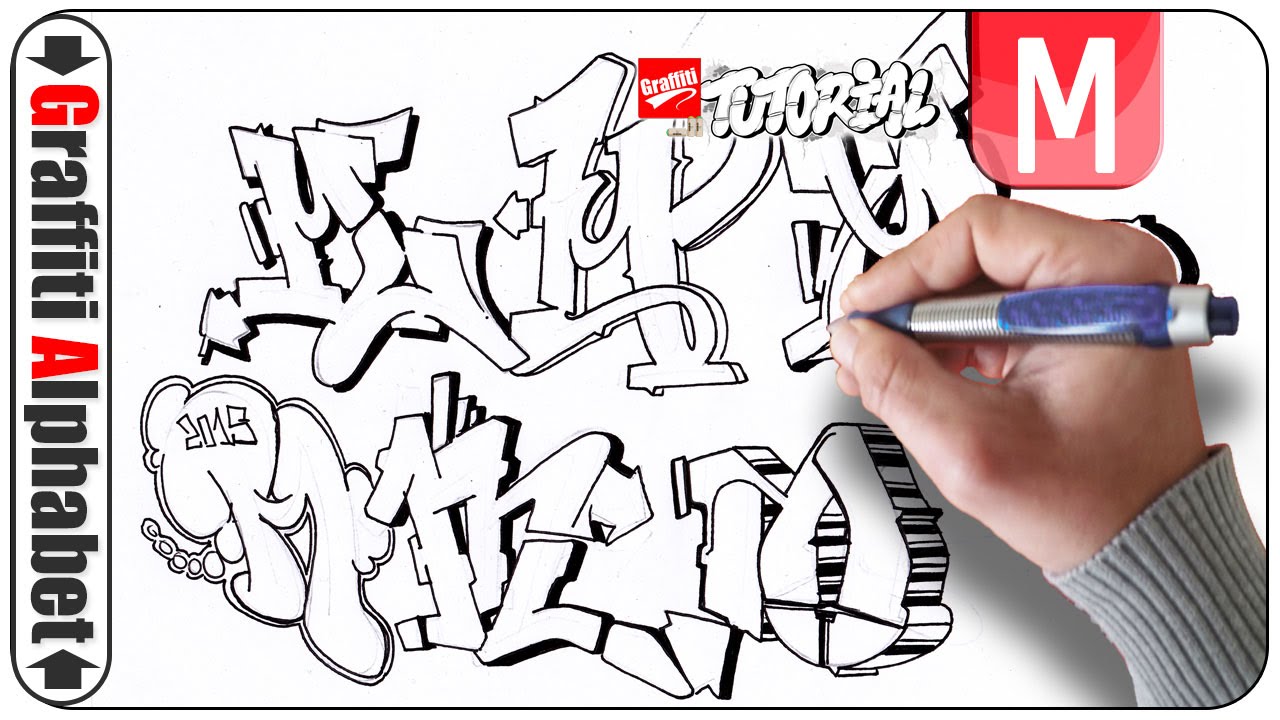 Graffiti Alphabet Buchstabe M - Letra M - Letter M