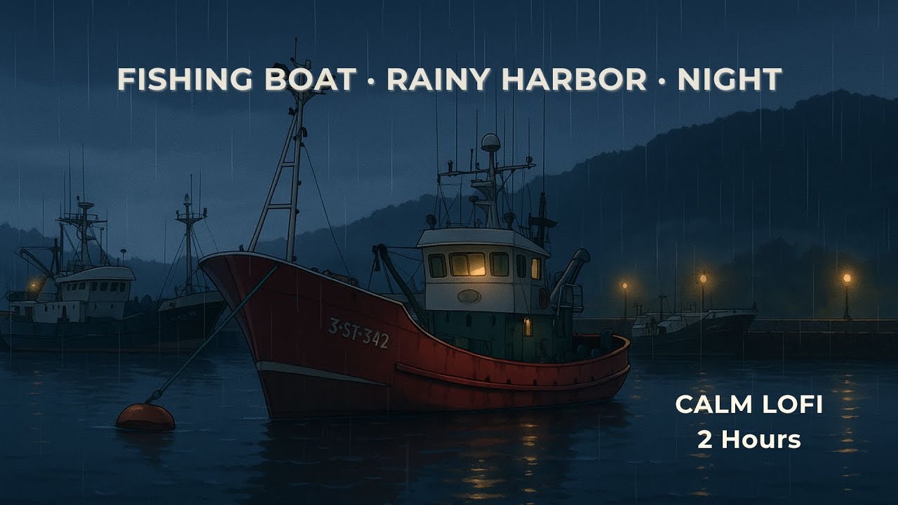 Fishing Boat · Rainy Harbor · Night | Calm Lofi (2 Hours)