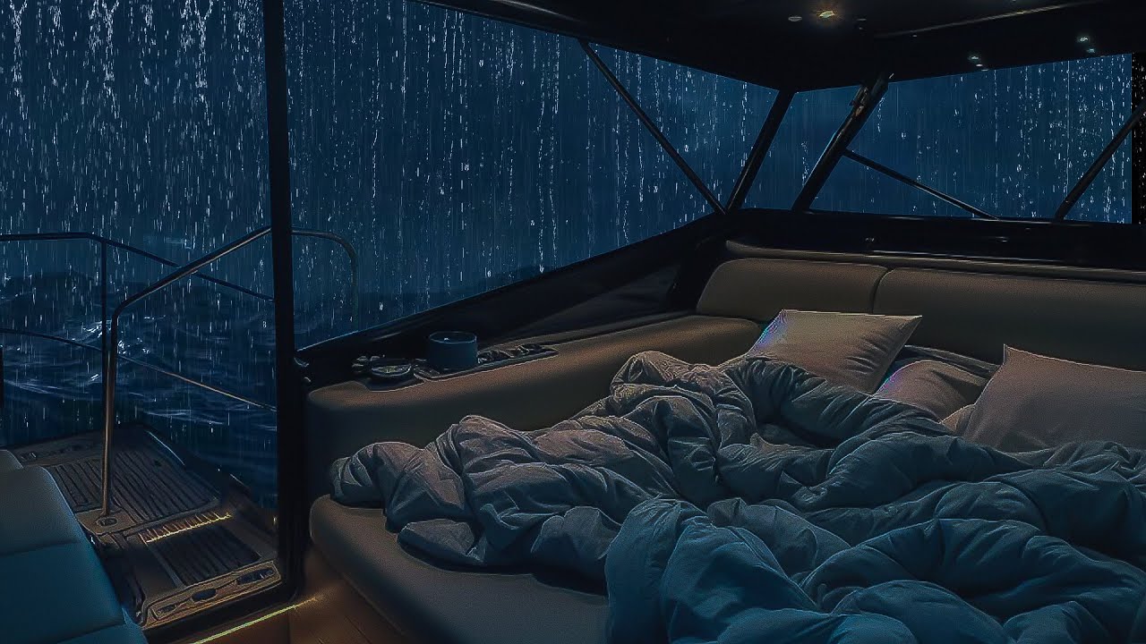 🔴Heavy rain pouring over the vast ocean - Dozing off on a swaying ship with no way back. Relax, ASMR