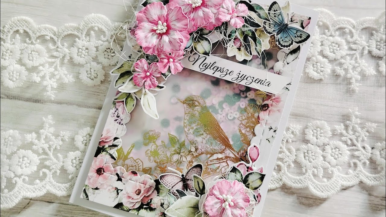 Kartka z shakerem vellum i kwiatami od @ennikombinujezpapierami - tutorial🐦🌸