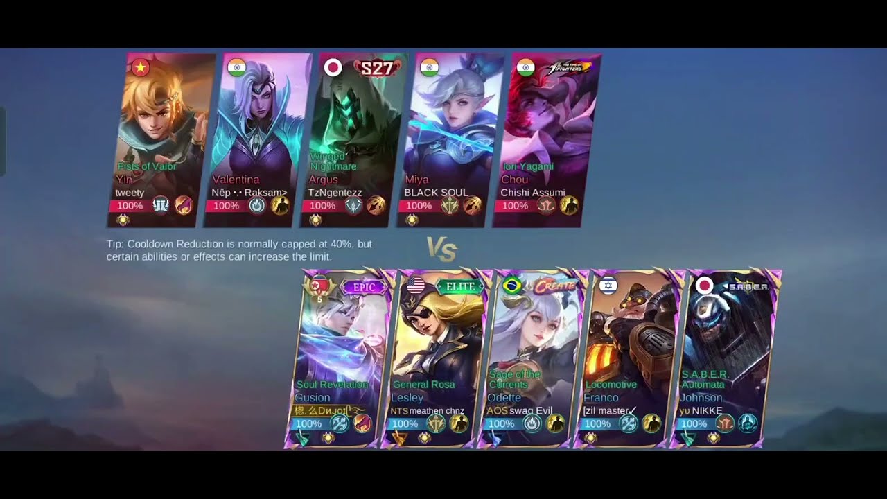 Gusion in mythic solo rank I met chou kof  #gusionfreestyle#choukof