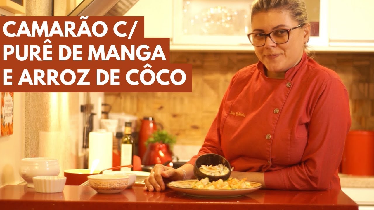 Camarão com purê de manga e arroz de côco 🦐🥭🥥