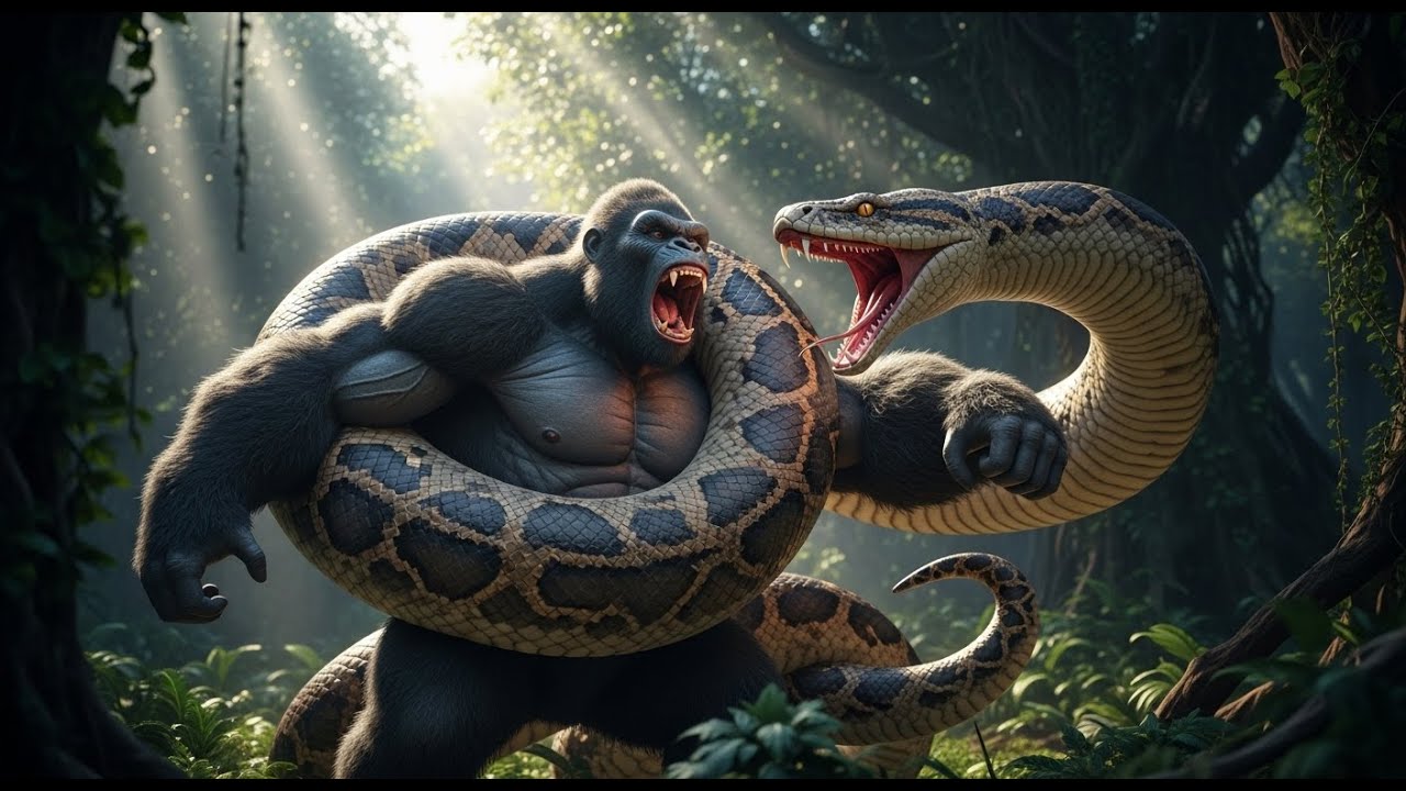 giant ape vs massive snake kong vs python